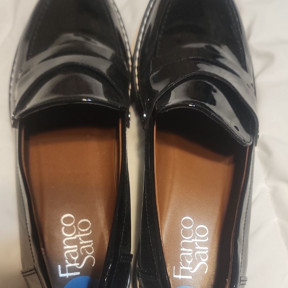 Franco Sarto Shiny Black Loafers